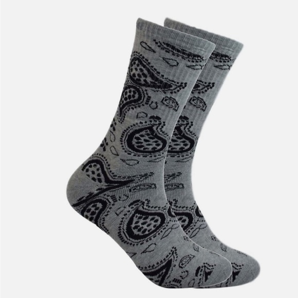 Various Color Bandana Unisex Crew Socks Fits Men Shoe Size 6-12 - Picture 3 of 5